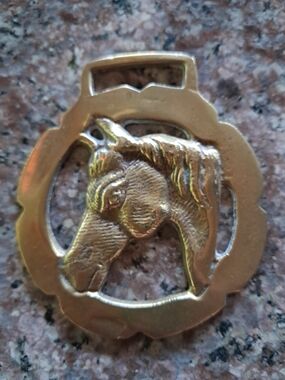 Brass Horse Head Buckle Pendant - Vintage Equestrian Accent
